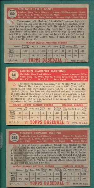 1952 Topps Lot (3) Autographed Cards W/ #130 Jones