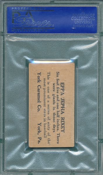 1927 E210-1 #16 Eppa Rixey York Caramels PSA 4