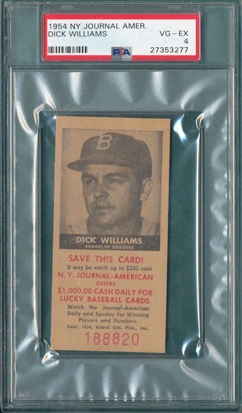 1954 NY Journal-American Dick Williams PSA 4