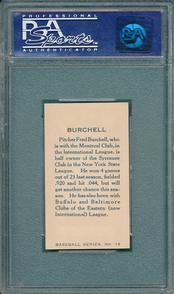 1912 C46 #14 Fred Burchell PSA 8 *Highest Graded (1/1)*