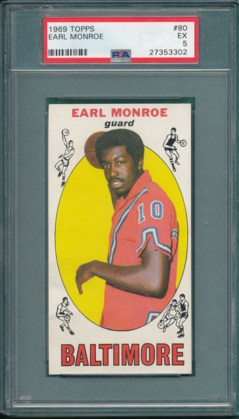 1969-70 Topps BSKT #80 Earl Monroe PSA 5 *Rookie*
