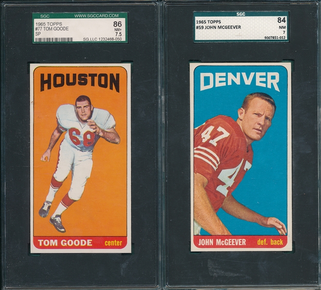 1965 Topps #59 McGeever SGC 84 & #77 Goode, SP, SGC 86, Lot of (2)