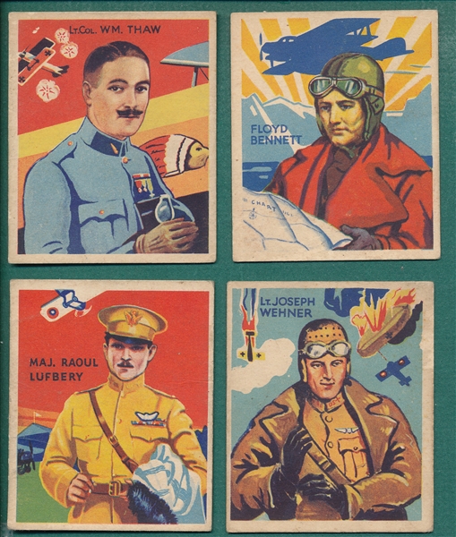 1934 National Chicle Skybirds Lot of (4) W/ Lufbery
