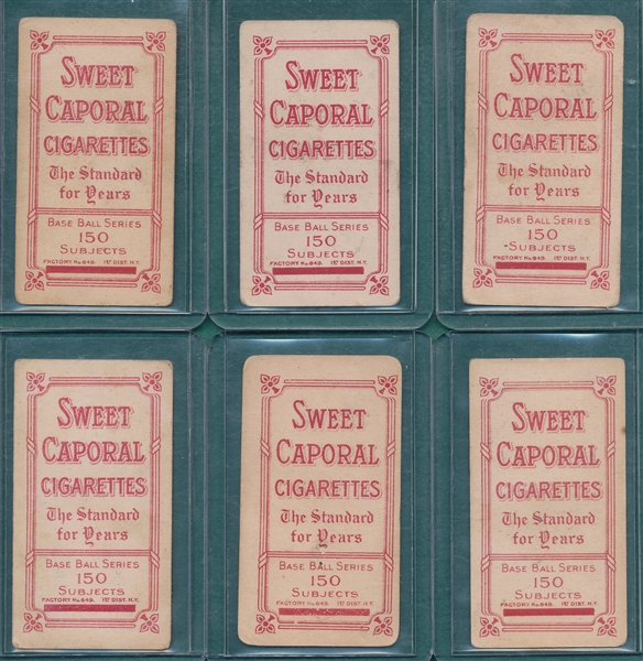 1909-1911 T206 Lot of (6) Sweet Caporal Cigarettes *Factory 649* W/ Powers 