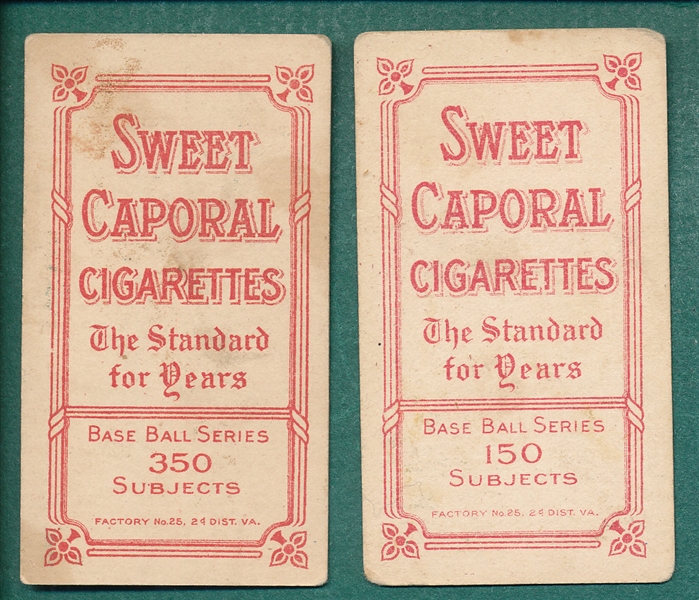 1909-1911 T206 Starr & Lindaman, Lot of (2) Sweet Caporal Cigarettes 