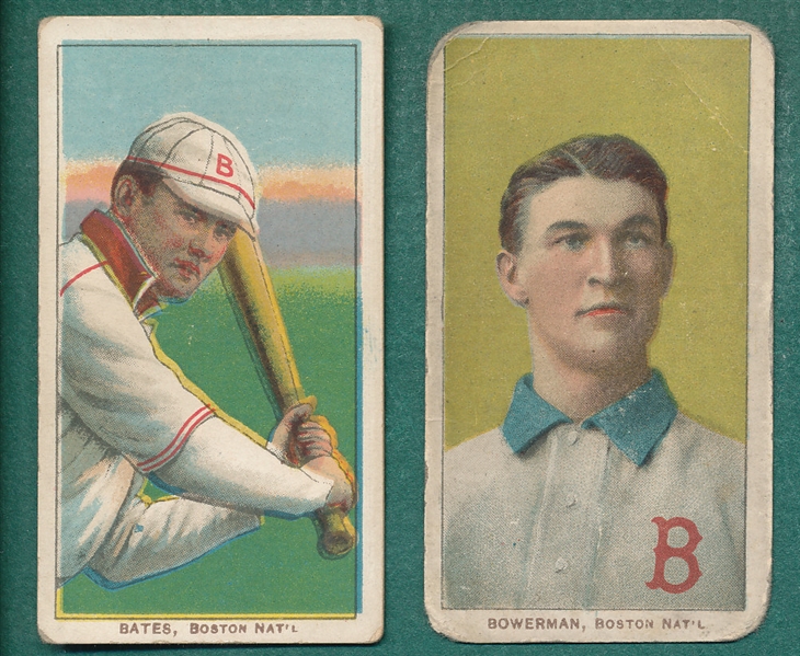 1909-1911 T206 Bates and Bowerman, Lot of (2) Old Mill Cigarettes 