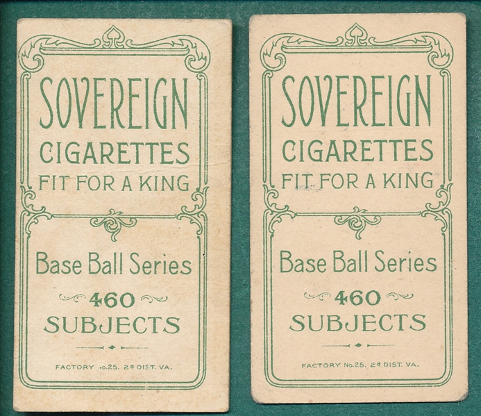 1909-1911 T206 Stovall & Camnitz, Lot of (2) Sovereign Cigarettes *460*