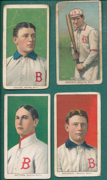 1909-1911 T206 Lot of (4) Boston Doves W/ Dahlen