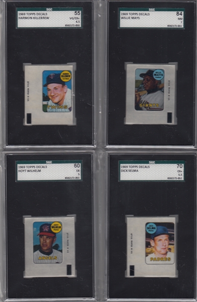 1969 Topps Decal Lot of (4) W/ Mays SGC 84
