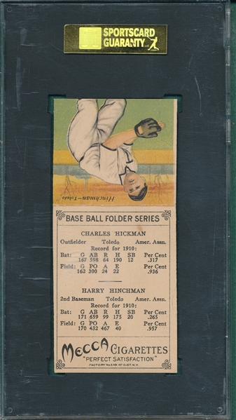 1911 T201 Hickman/Hinchman Mecca Cigarettes Double Folders SGC 88 *Only Two Graded Higher*