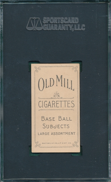 1909-1911 T206 Wiltse, Throwing Old Mill Cigarettes SGC 70