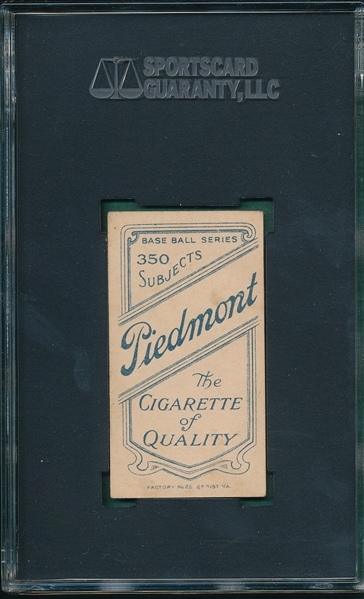 1909-1911 T206 Huggins, Portrait, Piedmont Cigarettes SGC 55