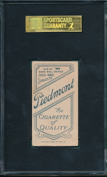 1909-1911 T206 McGraw, Portrait W/Hat, Piedmont Cigarettes SGC 40