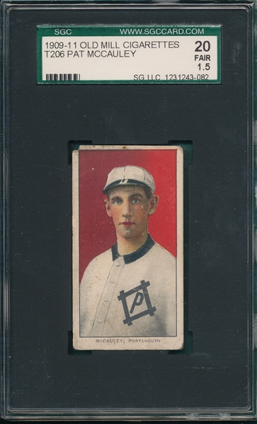 1909-1911 T206 McCauley Old Mill Cigarettes SGC 20 *Southern League*