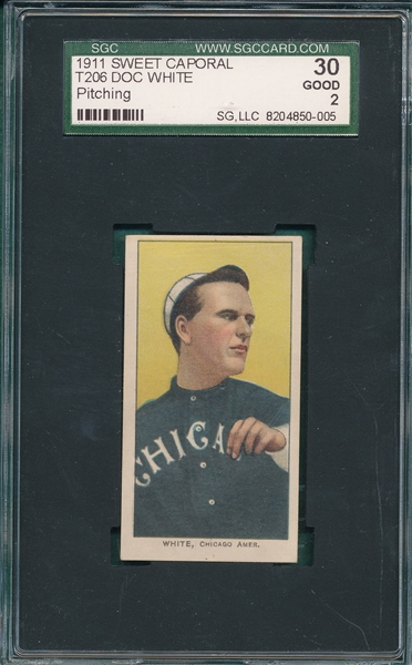 1909-1911 T206 White, Pitching, Sweet Caporal Cigarettes SGC 30 