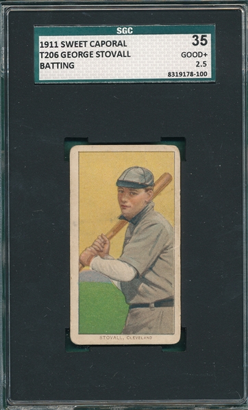 1909-1911 T206 Stovall, Batting, Sweet Caporal Cigarettes SGC 35