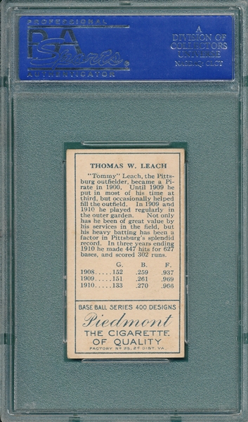 1911 T205 Leach Piedmont Cigarettes PSA 6