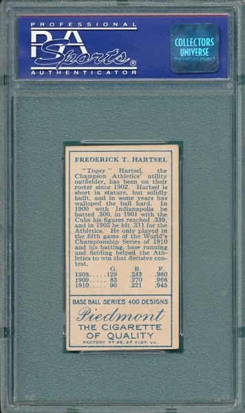 1911 T205 Hartsel Piedmont Cigarettes PSA 6