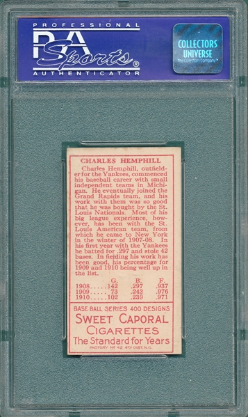 1911 T205 Hemphill Sweet Caporal Cigarettes PSA 6