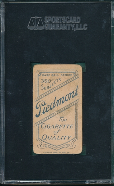 1909-1911 T206 Street, Portrait, Piedmont Cigarettes SGC 40 
