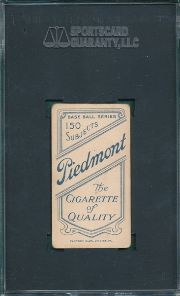 1909-1911 T206 Wilhelm, Hands to Chest, Piedmont Cigarettes SGC 40 