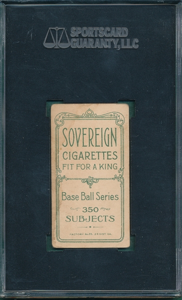 1909-1911 T206 White, Doc, Portrait, Sovereign Cigarettes SGC 40 