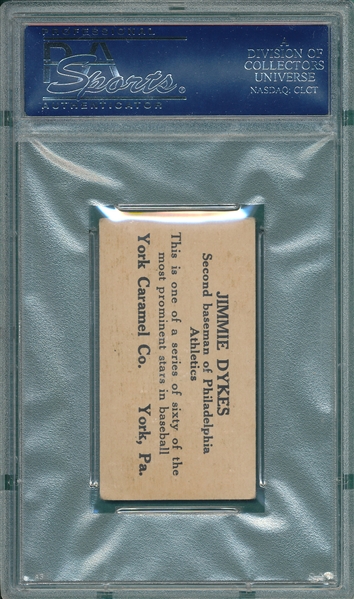 1927 E210-1 #51 Jimmie Dykes York Caramels PSA 4