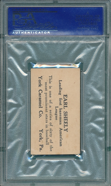 1927 E210-1 #37 Earl Sheely York Caramels PSA 4