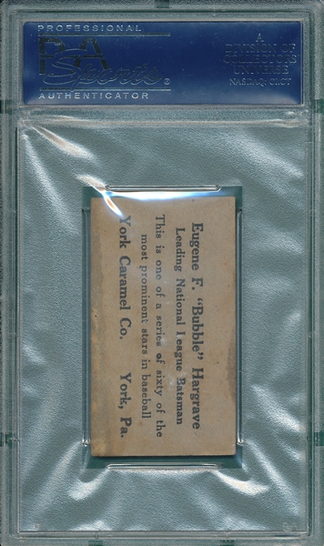 1927 E210-1 #33 Eugene Hargraves York Caramels PSA 2