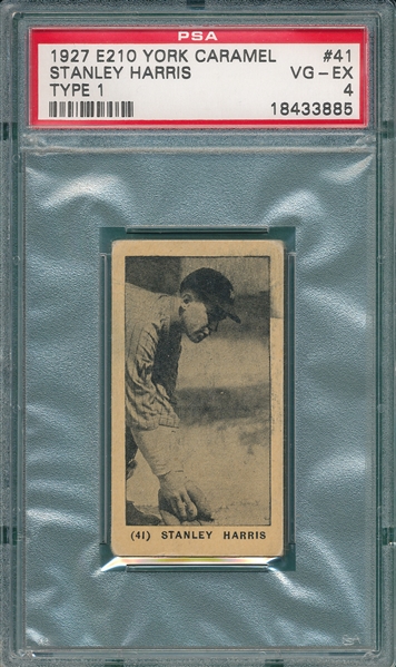 1927 E210-1 #41 Stanley Buck Harris York Caramels PSA 4