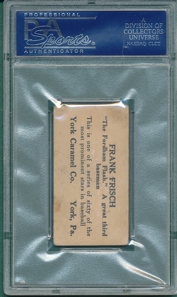 1927 E210-1 #50 Frank Frisch, York Caramels PSA 3