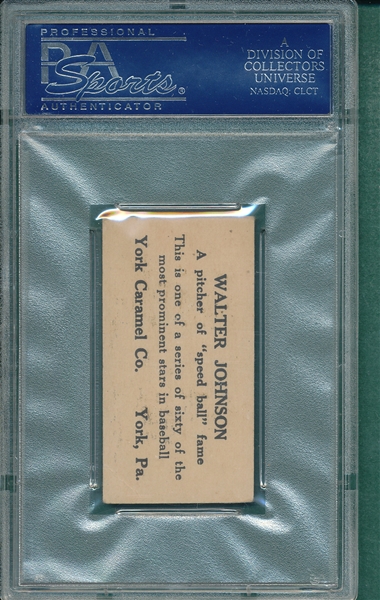 1927 E210-1 #45 Walter Johnson York Caramels PSA 4