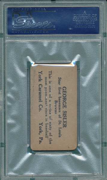 1927 E210-1 #54 George Sisler York Caramels PSA 2