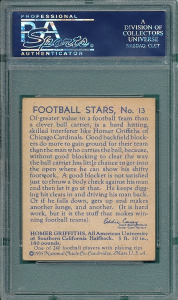 1935 National Chicle #13 Homer Griffiths PSA 4