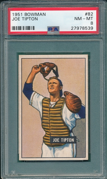 1951 Bowman #82 Joe Tipton PSA 8 