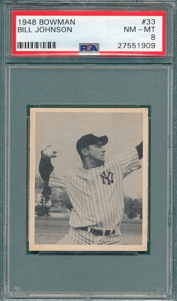 1948 Bowman #33 Bill Johnson PSA 8
