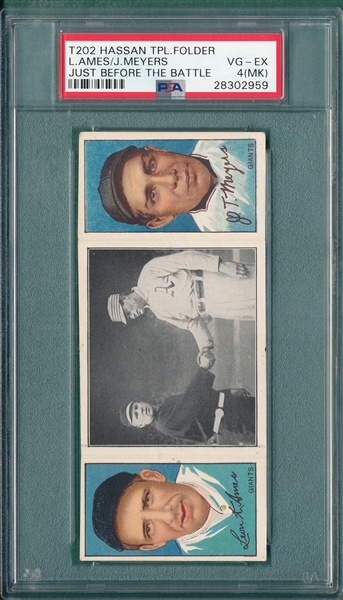 1912 T202 Just Before the Battle, Ames/Meyers, Hassan Cigarettes PSA 4 (MK)