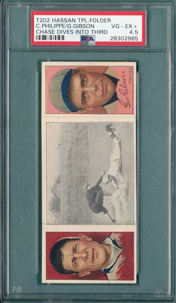 1912 T202 Chase Dives Into Third Gibson/Philippe Hassan Cigarettes PSA 4.5