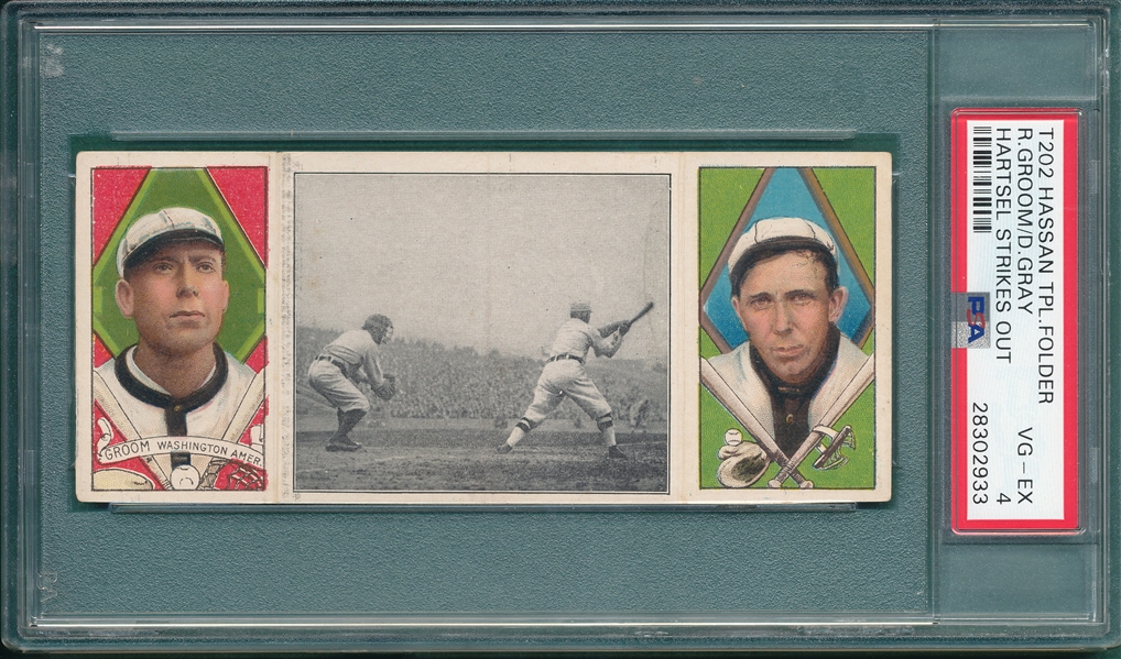 1912 T202 Hartsel Strikes Out, Groom/Gray, Hassan Cigarettes PSA 4