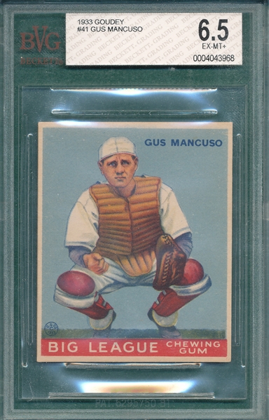 1933 Goudey #41 Gus Mancuso BVG 6.5