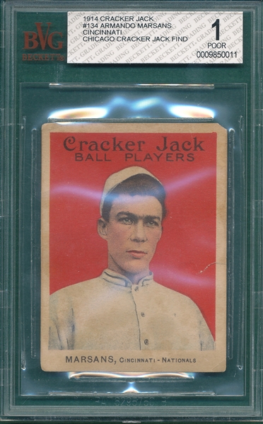 1914 Cracker Jack #134 Armando Marsans BVG 1