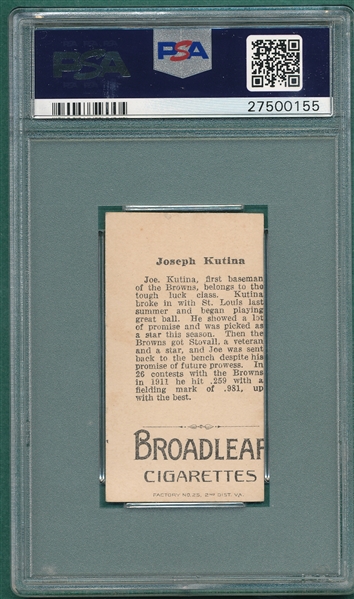 1912 T207 Kutina Broad Leaf Cigarettes PSA 5 (MC)