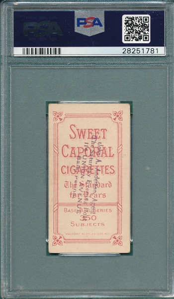 1909-1911 T206 Merkle, Portrait, Sweet Caporal Cigarettes PSA 4 (MK) *Stamped Back*