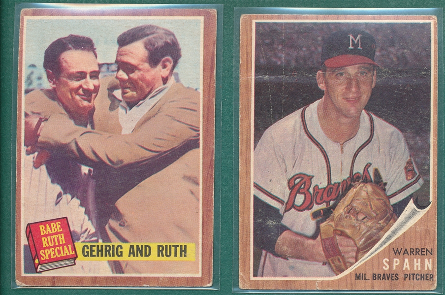 1962 Topps Lot of (140) Different W/ Gehrig & Ruth