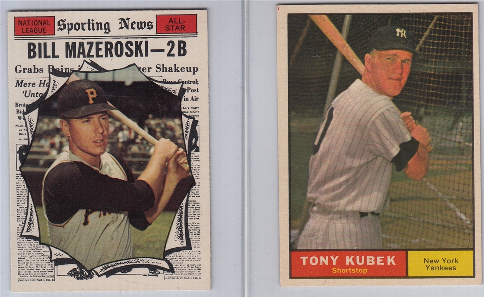 1961 Topps #265 Kubek & #571 Mazeroski, AS, Lot of (2) 