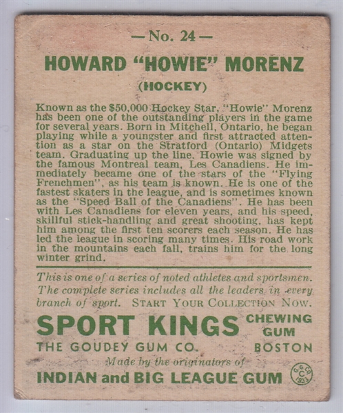 1933 Sport Kings #24 Howie Morenz