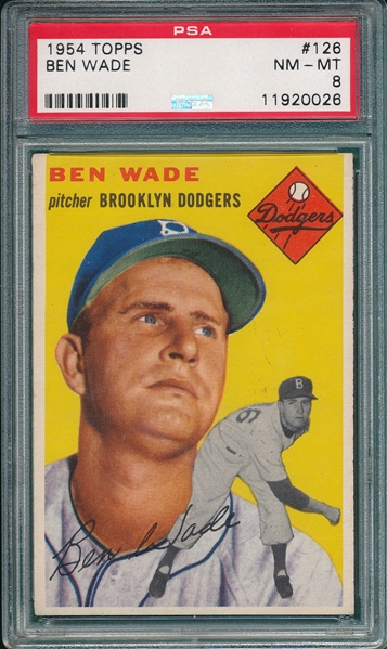 1954 Topps #126 Ben Wade PSA 8 *Lowest Pop # In Set*