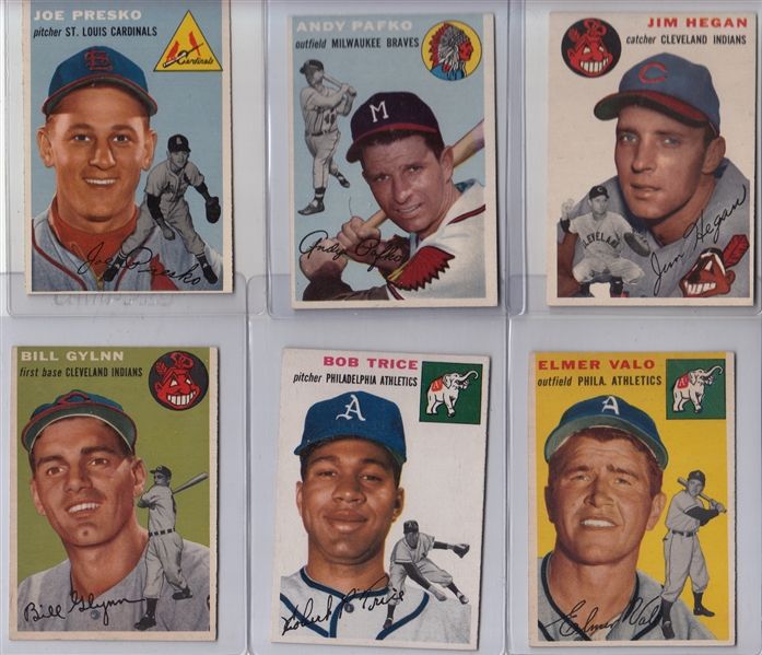 1954 Topps Lot of (9) W/ Woodling *Crease Free*