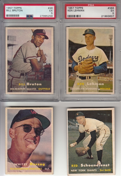 1957 Topps Lot of (26) W/ Whitey Herzog, Rookie, & PSA
