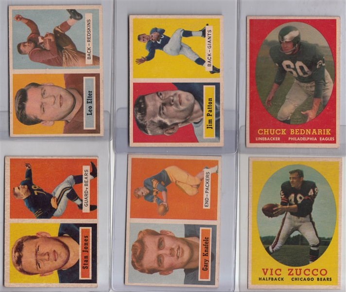 1957-58 Topps FB Lot of (9) W/ #86 Tittle SGC 80